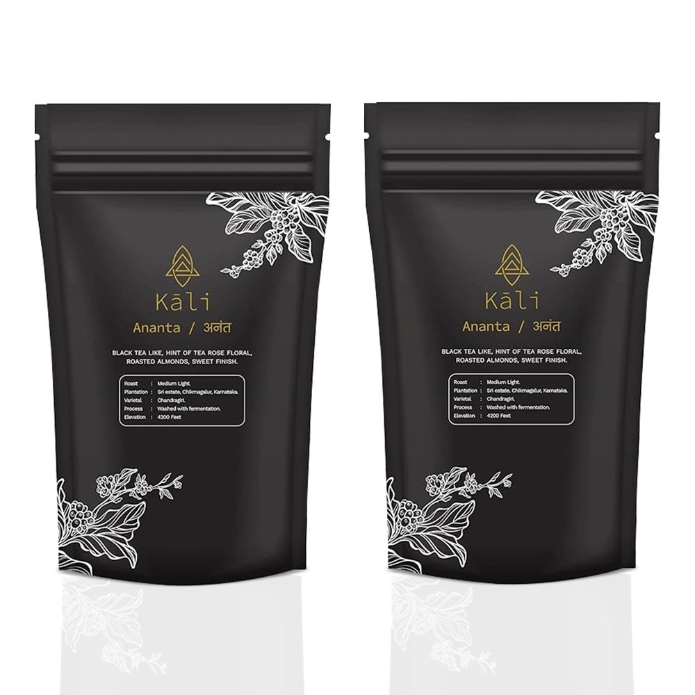 (250gm) Kali Ananta Arabica Ground Coffee, Freshly Medium Roast Almond with Sweet Finish, Anaerobic Ferment Channi Coffee Powder (Pack 2)