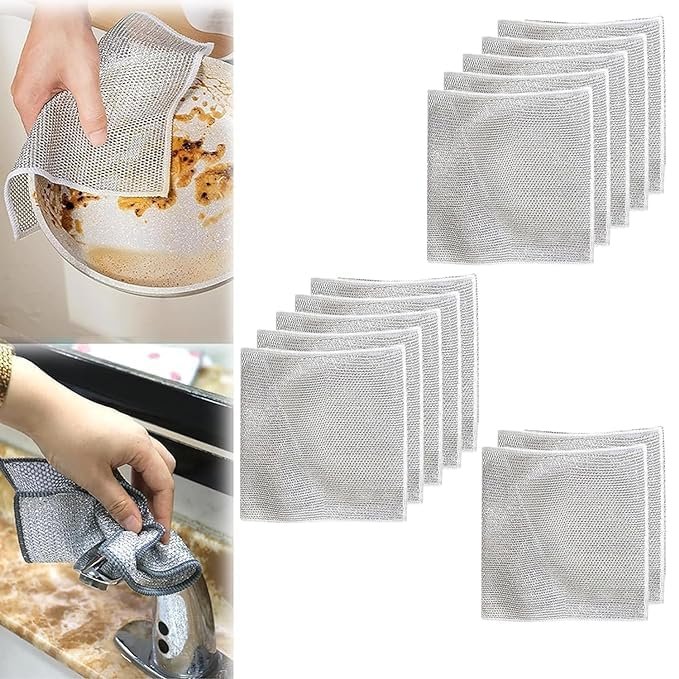 GOPSZOME Double Layer scrubbing Pad Non-Scratch Dish Scrubbers for Cleaning Dishes & Sinks, Pots, Pans Replace Kitchen Sponges for Dishwashing with Our Scouring Pads (Multi Colour) (Pack of 12).