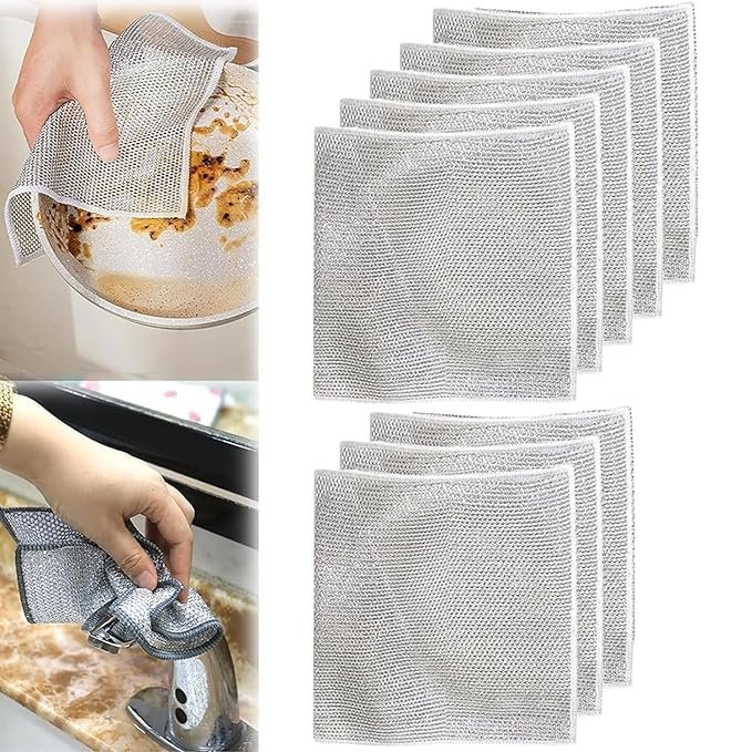 GOPSZOME Double Layer scrubbing Pad Non-Scratch Dish Scrubbers for Cleaning Dishes & Sinks, Pots, Pans Replace Kitchen Sponges for Dishwashing with Our Scouring Pads (Multi Colour) (Pack of 8).