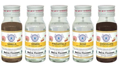 BlueStar Food Flavour | Essence ASSORTED (20ml Pack of 10 bottles) (2 bottles each of Vanilla, Chocolate, Kewra, Pineapple and Rose)