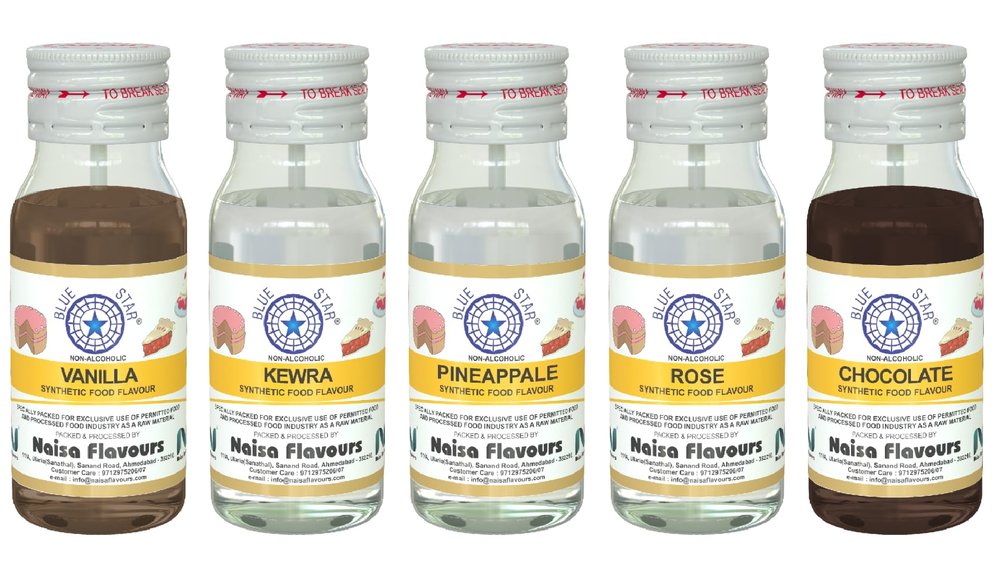 BlueStar Food Flavour | Essence ASSORTED (20ml Pack of 10 bottles) (2 bottles each of Vanilla, Chocolate, Kewra, Pineapple and Rose)