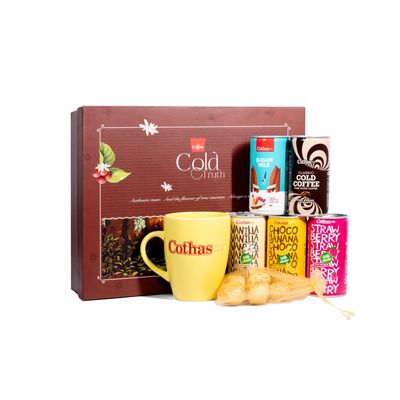 Cothas Coffee Cold Truth Gift Pack | Contains 1 Classic Cold Coffee | 1 BonBon Cold Coffee | 1 Badam Milk | 1 Strawberry Milkshake | 1 Vanilla Milkshake | 1 Cothas Mug