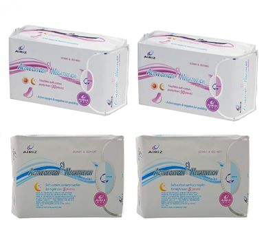 Airiz Active Oxygen and Negative Ion -Relax Touchless Soft Cotton Panty Liner - 60 Pieces & Ssanitay Napkin 16 Pieces