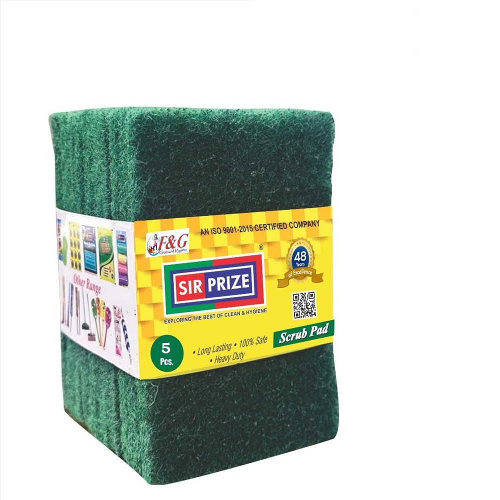 F&G SIR PRIZE Utensil Scrub Pad, 5 Pcs Dish Scrubber Scouring Pads, 4 x 3 inch Green Reusable Household Scrub Pads for Dishes, Kitchen Scrubbers & Metal Grills (Medium 1 Pack)