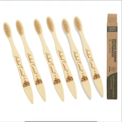 Arshad Couture Kids Bamboo Toothbrushes with Fibre bristles | Ultra Soft | Nylon Free | Eco Friendly | Biodegradable | Bristles made with PBT (Polybutylene Terephthalate) | Organic | Pack of 6