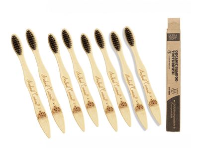 Arshad Couture Kids Bamboo Toothbrushes with Charcoal bristles | Ultra Soft | Nylon Free | Eco Friendly | Biodegradable | Bristles made with PBT (Polybutylene Terephthalate) | Organic | Pack of 8