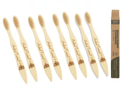 Arshad Couture Kids Bamboo Toothbrushes with Fibre bristles | Ultra Soft | Nylon Free | Eco Friendly | Biodegradable | Bristles made with PBT (Polybutylene Terephthalate) | Organic | Pack of 8