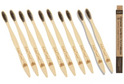 Arshad Couture Adult Bamboo Toothbrushes with Charcoal bristles | Soft | Nylon Free | Eco Friendly | Biodegradable | Bristles made with PBT (Polybutylene Terephthalate) | Organic | Pack of 10