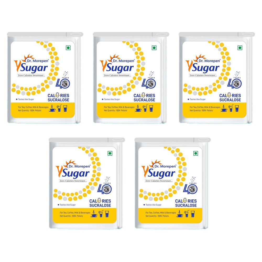 Dr. Morepen Y Sugar Pellets (Sucralose) | 100% Safe | Sweet like Sugar but with zero calories | 100% Natural Sweetener (Pack of 5)