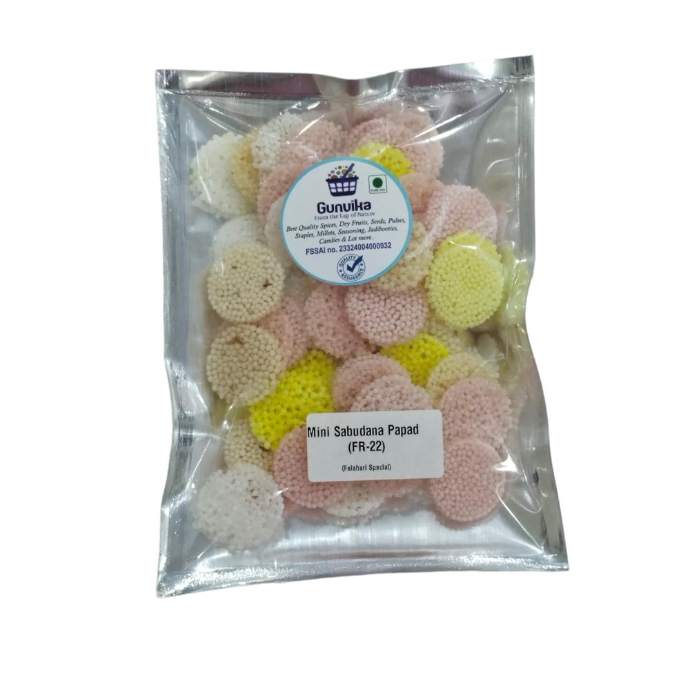 Gunvika Colored Coin Sabudana Sago Homemade Papad Gluten-Free, Upwas Snacks Tapioca Ready to fry with Chat Masala FR-24 (400)