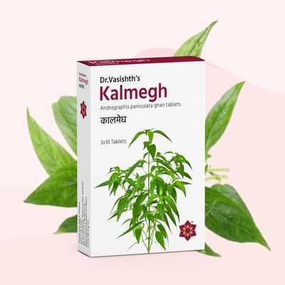 Dr.Vasishth's Kalmegh Tablets | Natural Immunity Booster | Herbal Fever Support | Natural Liver Health Supplement | 100% Ayurvedic | 30 Tablets