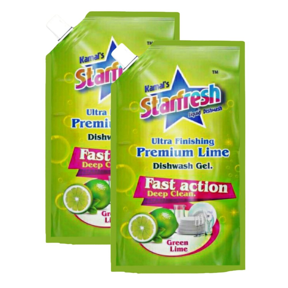 Starfresh Ultra Premium Lime Dishwash Gel: Fast Action Deep Clean for Sparkling Dishes - Green Lime Scent - Pack Of 2