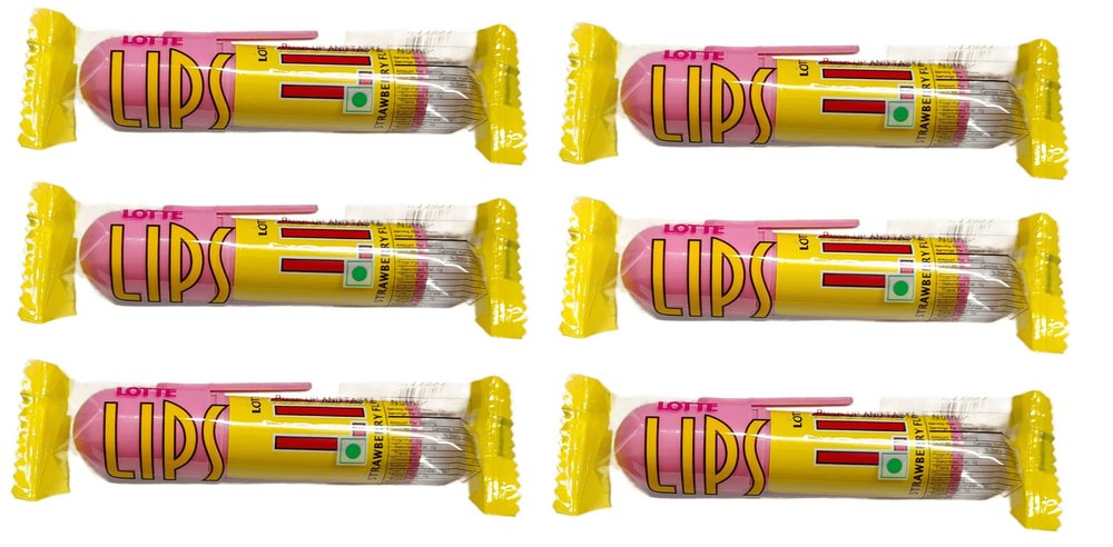 Lottee Lips Strawberry Flavoured Candy Imported 14Gram (Pack Of 6)