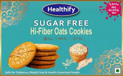 Healthify Sugar Free Oats Cookies Biscuits (50g)  Healthy, Diabetic-Friendly Oat Snack with No Added Sugar