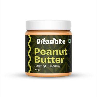 Dream Bite - Delicious Jaggery Peanut Butter - Easy Spread Peanut Butter for Heart Health & Healthy Fat - Perfect for Breakfast & Lunch Snacks No Sugar (340g)