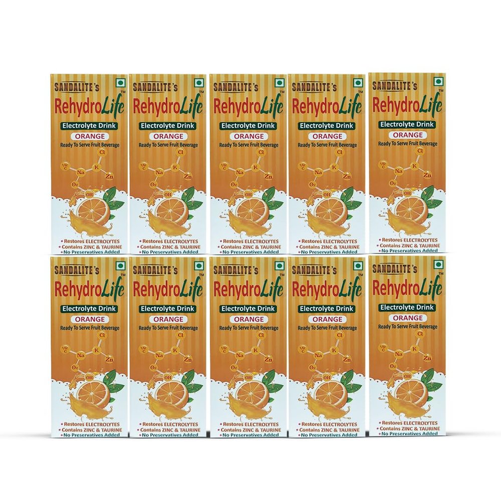 RehydroLife Electrolyte Energy Drink Pack of 10 (200ml) |Balances Electrolytes |Restores Body fluids | No Preservatives Added