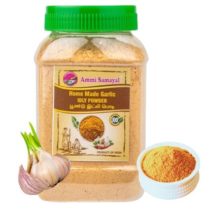 Ammi Samayal Andhra Garlic Idly Powder | Molgapodi | Idli Dosa Chutney Powder | Authentic South Indian Spice | 200g Pack | Natural & Flavorful