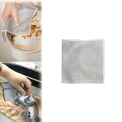 Entisia Scrubbing Pad Wire - Stainless Steel Scrubber Non-Scratch Wire Dishcloth, Multifunctional Dishwashing Sponge, Easy Reusable Cleaning Supplies for Kitchen, Sinks, Pots, Cooktops (Pack of 1)