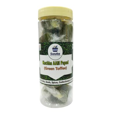 Gunvika Green Kachha Keri Aam Papad Candy Kachha Aam Papad | Khatta Green Aam Papad Tasty Fruit Bar Toffee - Alphonso Mango Cubes - Real Mango Candy