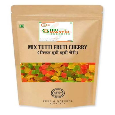 Shri Swastik Organics Colourful Tutti Frutti Cherries | Tutti Frutti For Cake, Ice-Cream, Shakes decoration | 400 Gram