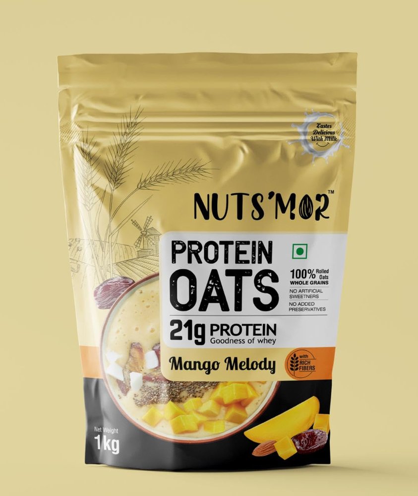 Nuts'mor High Protein Oatmeal, Mango Shake, Almond,Seeds High Protein & Fibre | No Processed Sugar & Preservatives | Vegan | Healthy Snack & Breakfast Cereal1000g pack (Mango Melody)
