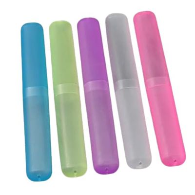 EZ LIVING Set of 4 Antibacterial Toothbrush Containers GermFree Storage Secure Closure and TravelFriendly Dental Protection(Random Color)