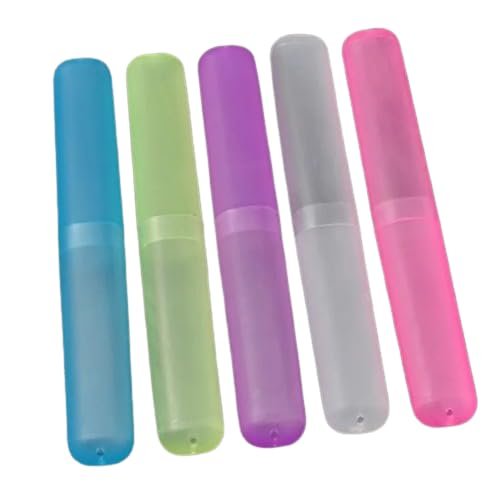 EZ LIVING Set of 4 Antibacterial Toothbrush Containers GermFree Storage Secure Closure and TravelFriendly Dental Protection(Random Color)