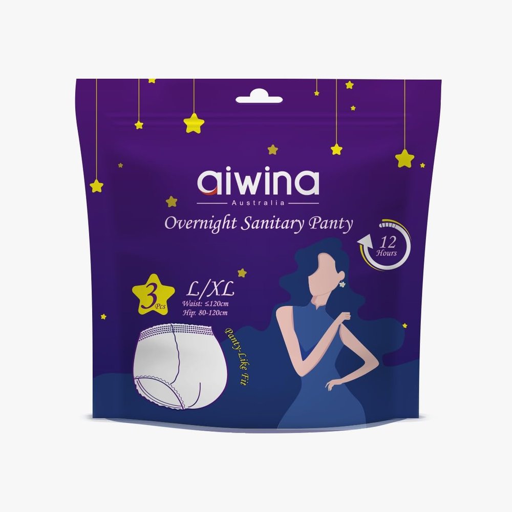 Aiwina Premium Comfortable Overnight Sanitary Panty (L/XL, 6)