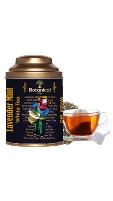 Botanical Sage - Lavender Mint White Tea 30 Pyramid Tea Bags | Luxury Tea | Himalayan White tea with French Lavender & Mint leaves