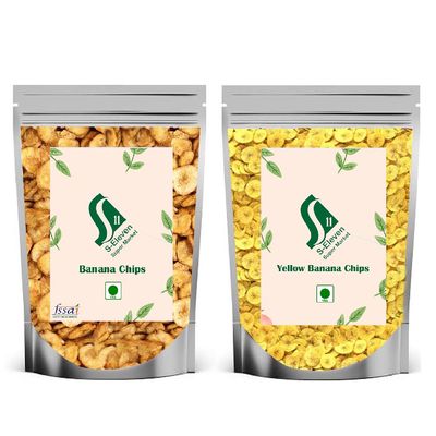 S Eleven Super Market Combo of Crispy and Crunchy Masala & Yellow Kerala Banana Chips(500 gms X Pack of 2)