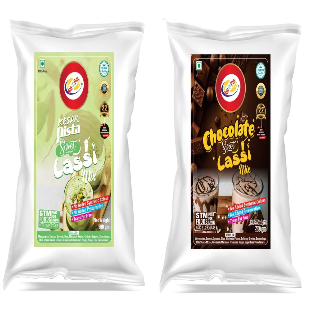 Am 2 Pm - Flavoured Lassi Mix Powder, Premium Silky Smoothy Lassi Premix Powder, Instant Premix Drink - Refreshing Drink For Summer (500g, Pack of 2) (Keshar Pista + Chocolate Mix)