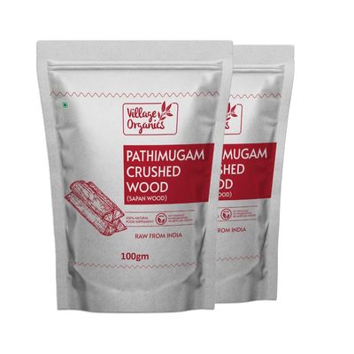Village Organics Pathimugham Crushed Wood | Sappan Wood | Kerala Wood | Patang | Pathimukham Crushed, 100g Pack of 2