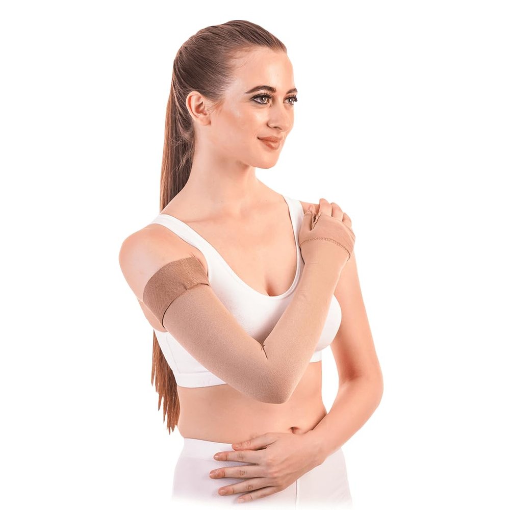 Lymphedema Arm Sleeve (Single) - Compression Arm Sleeve Recommended by Doctors, For Post-Mastecomy & Lymphoedema of Hand and Arm, Extra-Firm Graduated Compression (For Women & Men) (XL)