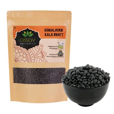 Assav Organics Bhatt Dal Black Beans Unpolished Uttarakhand Black Soyabean Superfood Pure & Natural - 2 Kg