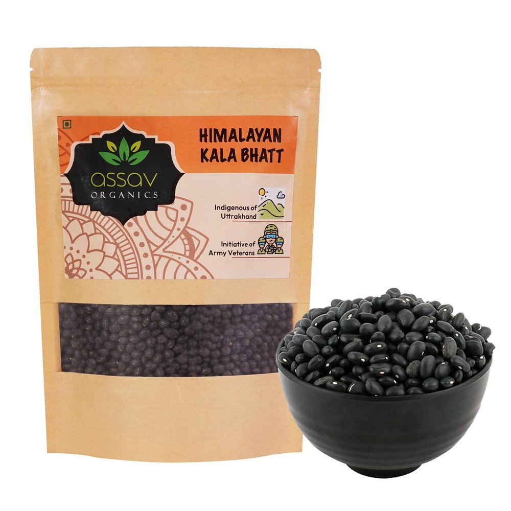 Assav Organics Bhatt Dal Black Beans Unpolished Uttarakhand Black Soyabean Superfood Pure & Natural - 2 Kg