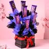 Floweraura Decorative Set Of 7 Silky Chocolates Bouquet In Black Box For Valentine's Day Gift,Birthday Gift,Anniversary Gift,Mother's Day Gift,Father's Day,Women's Day Gift,400 Grams view 2