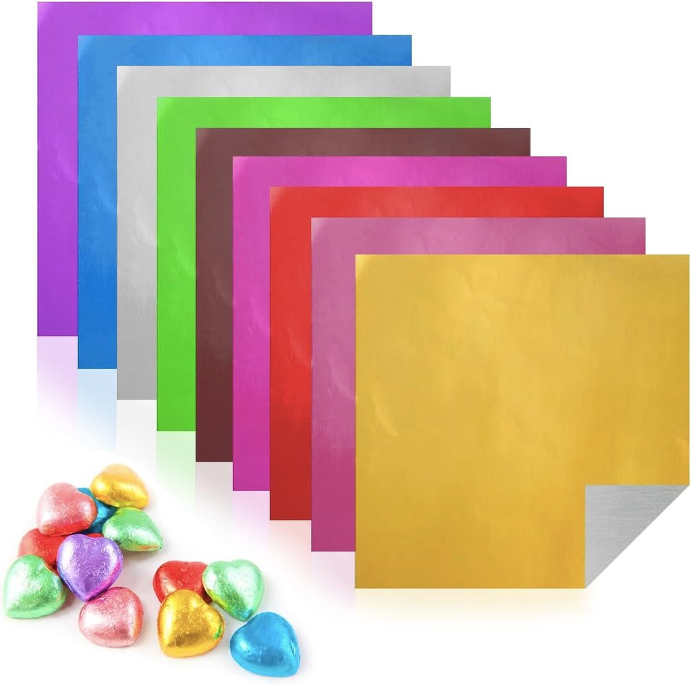 Candy Wrappers Chocolate Wrappers,900 Pieces Chocolate Wrappers Sugar Wraps Square Candy Wrapping Papers Aluminum Foil Paper for Caramel Candies Packaging Decoration (3.1 Inches)