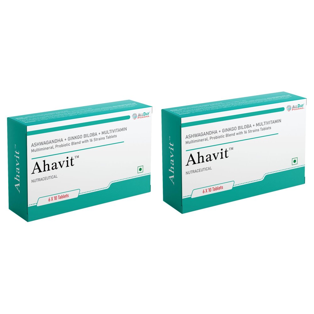 ALLDAY PHARMA Ahavit Multivitamin | Multivitamin with Probiotics | Tablet with Vitality, Mineral, Antioxidant, Vitamins | Health for Men & Women (120 Tablets)