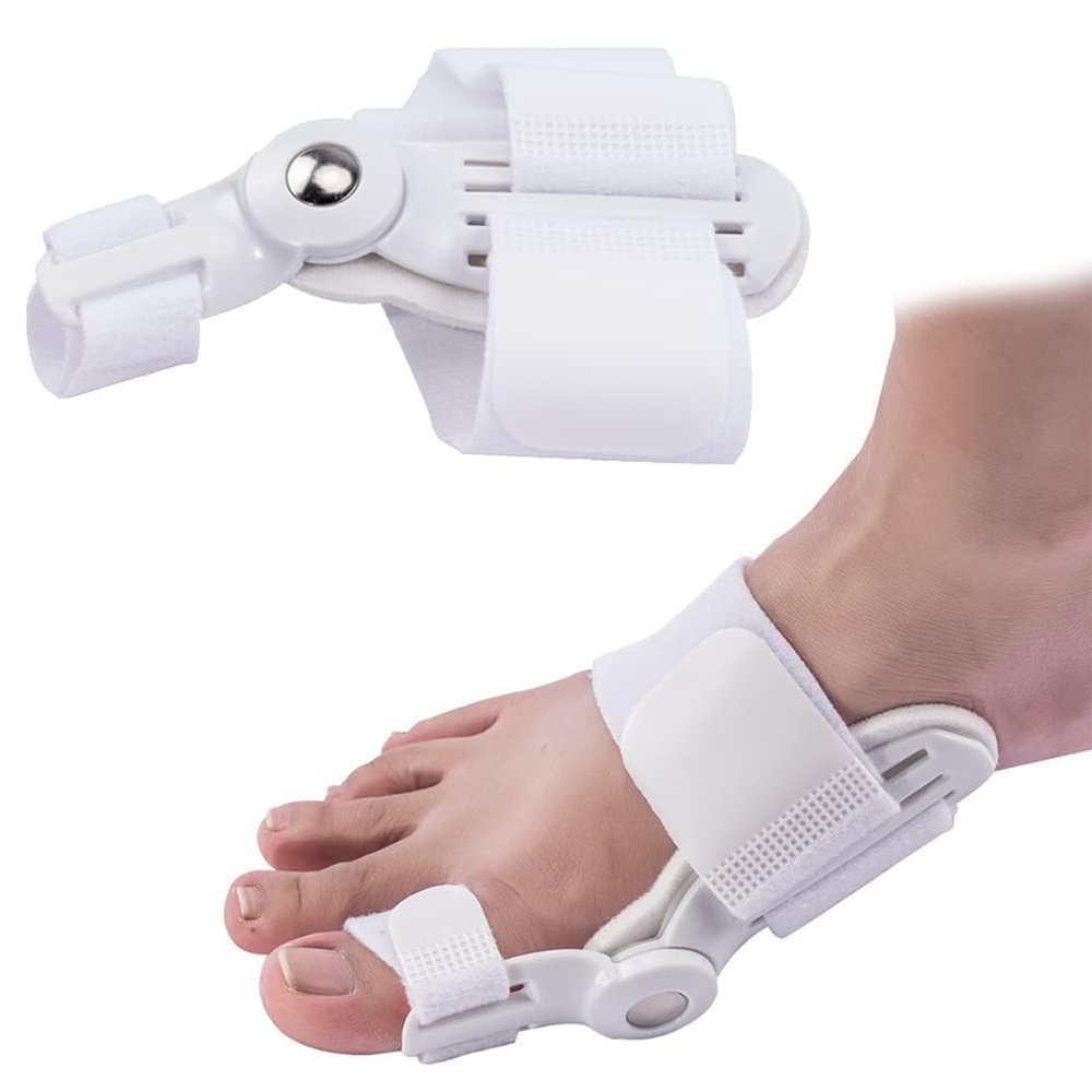 TECNOVIQ Bunion Corrector for Women Men, Orthopedic Toe Straightener Splint with Fracture Support and Pain Relief, Adjustable Design for Right/Left Foot Alignment, White, 1