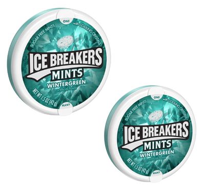 Astonished Retail Ice Breakers Mints 2 Pieces Wintergreen,Sugar Free Mints With Cooling Crystals,84 Grams