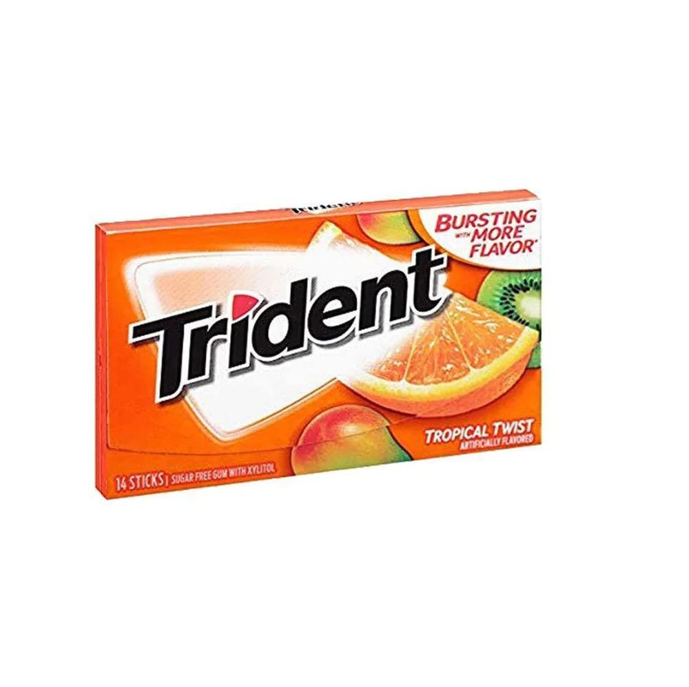 Astonished Retail Trident Sugar Free Chewing Gum Tropical Twist Flavor 14 Sticks,26.6 G
