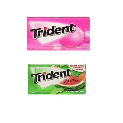 Astonished Retail Trident Sugar Free Chewing Gum Bubblegum Flavor 14 Sticks,26.6 G(Pack Of 1) And Watermelon Flavor 14 Sticks,26.6 G(Pack Of 1)