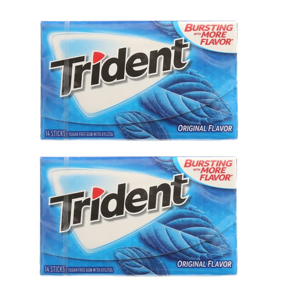 Astonished Retail Trident Sugar Free Chewing Gum 2 Pieces Original Flavor 14 Sticks, 26.6 G(Pack Of 2)