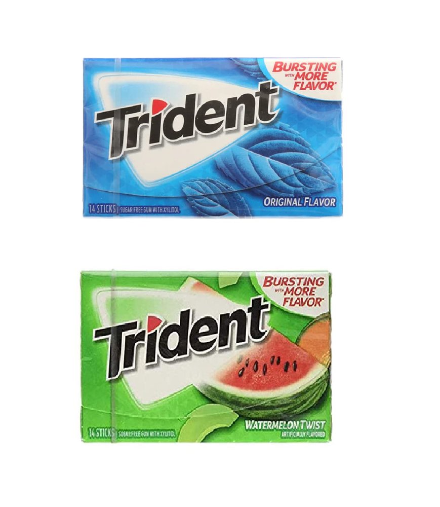 Astonished Retail Trident Sugar Free Chewing Gum Original Flavor 14 Sticks,26.6 G(Pack Of 1) And Watermelon Flavor 14 Sticks,26.6 G(Pack Of 1)