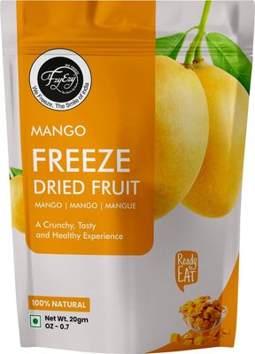 FzyEzy Freeze-Dried Mango Snacks  Display Box | 20g x 3 Packs | Real Mango Taste | 100% Natural & Preservative-Free | Crunchy & Tasty | Healthy Fruit Snack | Travel & Tiffin Friendly