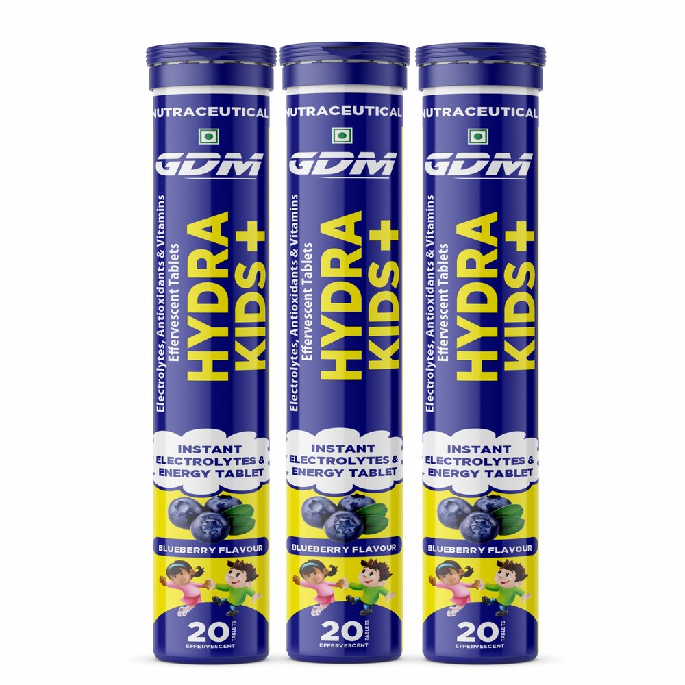 HYDRA KIDS + (ELECTROLYTES, ANTIOXIDANTS & VITAMINS) EFFERSVESCENT TABLETS (BLUEBERRY, PACK OF 60 TABLETS)