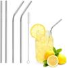 Chigssmile Reusable Stainless Steel Drinking Straw with Cleaning Brush Long Metal Straws for Drinking, Reusable Set of 5 (2 - Bend Pipe, 2- Long Straw, 1- Cleaning Brush) view 1