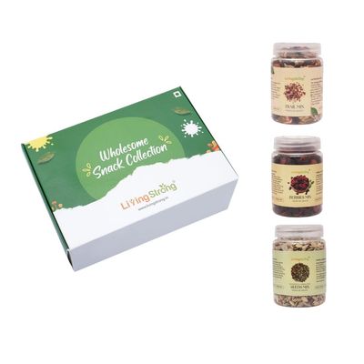 Living Strong Nutrient-Dense Energy Booster Healthy Snacks Pack of Trail Mix + Berries Mix + Seeds Mix Pack (125g Each X 3)