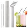 ANKEV Reusable Stainless-Steel Straw with Cleaning Brush Set of 5 (2- Bend Pipe, 2- Long Straw, 1-Cleaning Brush)- Long Metal Straws for Drinking, Reusable, Silver Colour, 8.5 Inches BPA-Free Metal view 1