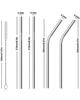 ANKEV Reusable Stainless-Steel Straw with Cleaning Brush Set of 5 (2- Bend Pipe, 2- Long Straw, 1-Cleaning Brush)- Long Metal Straws for Drinking, Reusable, Silver Colour, 8.5 Inches BPA-Free Metal view 3